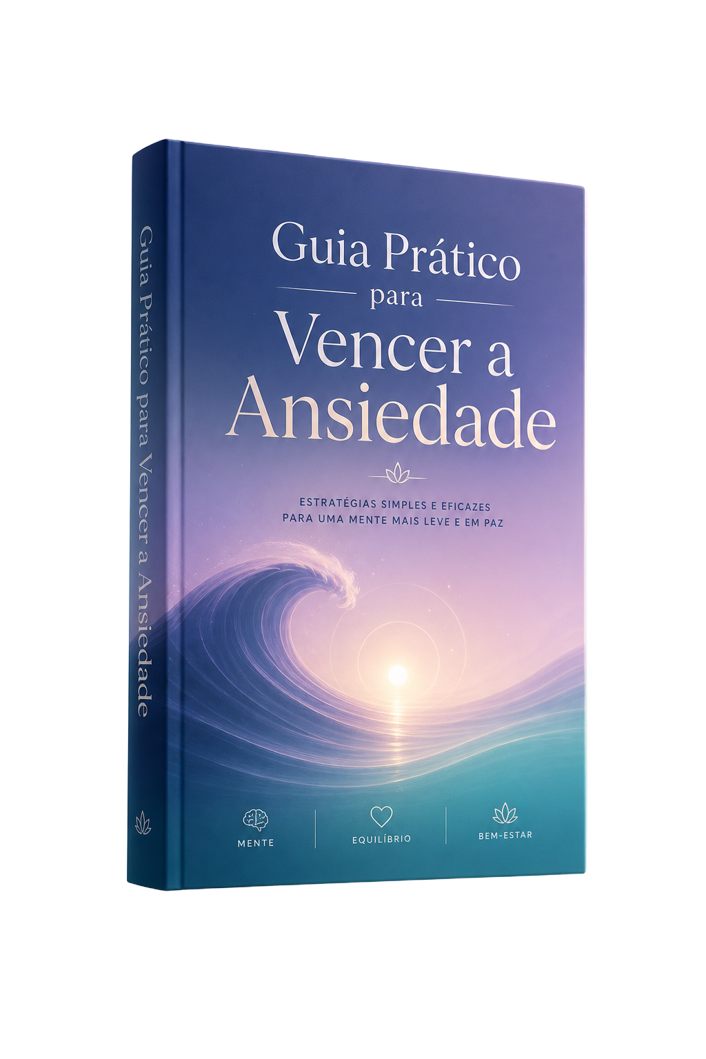 Mockup 3D do e-book Guia Prático para Vencer a Ansiedade